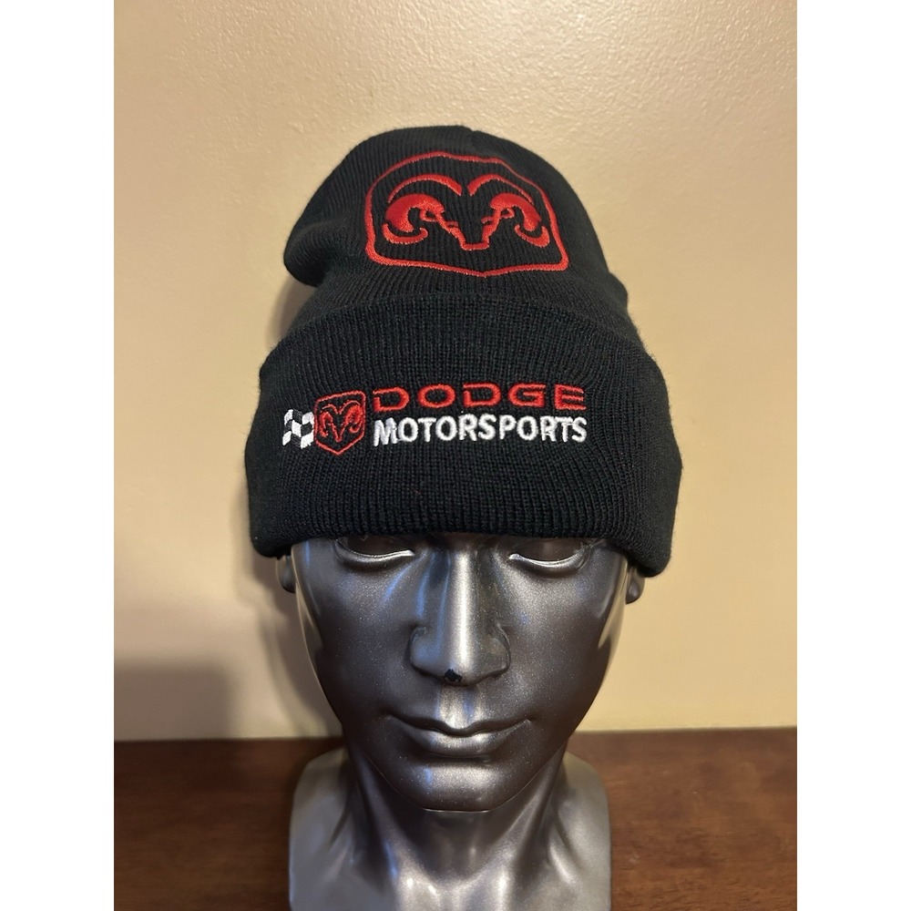 Dodge Motorsports Knit Beanie Hat Racing Ram Logo Black NASCAR One Size Mens